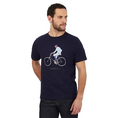 Navy bike rider print t-shirt